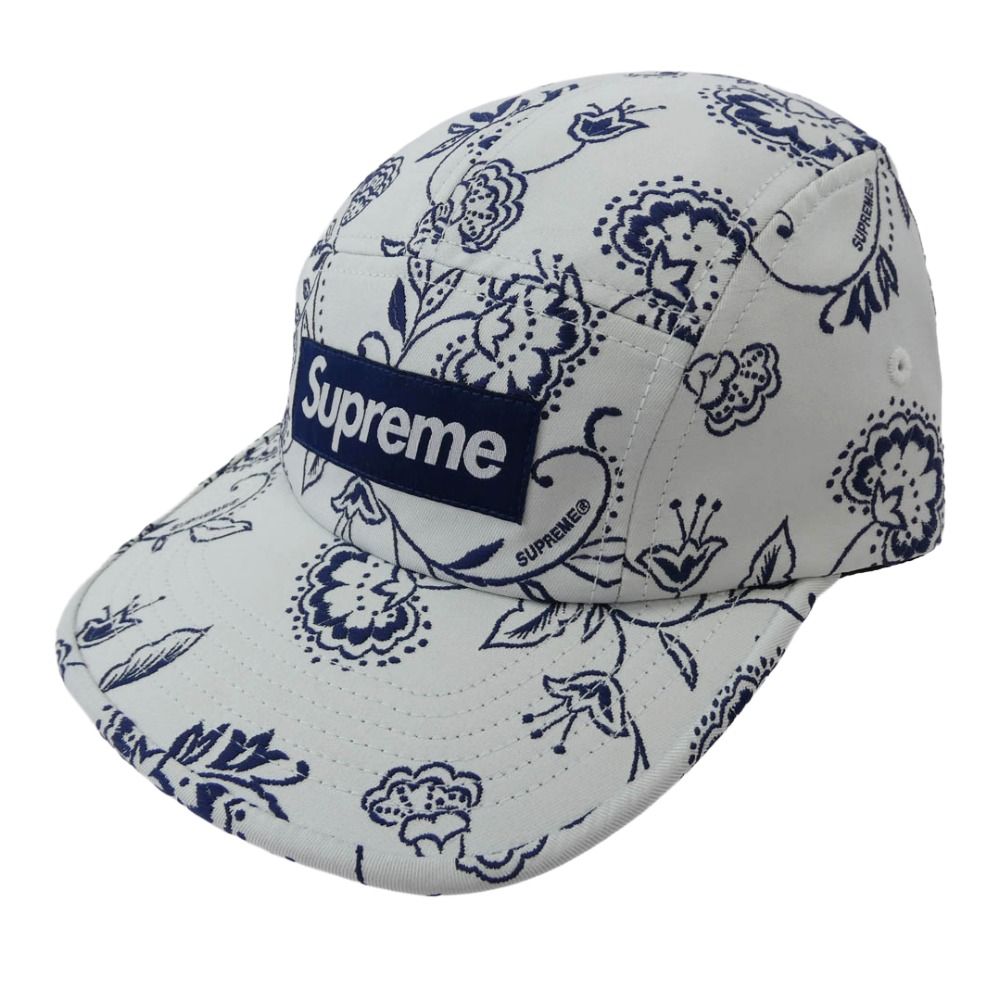 Supreme シュプリーム 25 ss Floral Jacquard Camp Cap フローラル ジャガード キャップ ホワイト系 ブルー系