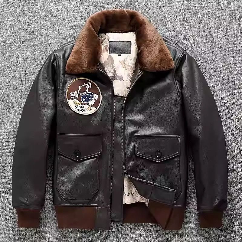 ♥ h アメリカンヴィンテージ G 1 ドナルドダック フライトジャケット スタイル トップグレイン カウレザー 本革 取り外し ボア襟 ユニセックス レザージャケット