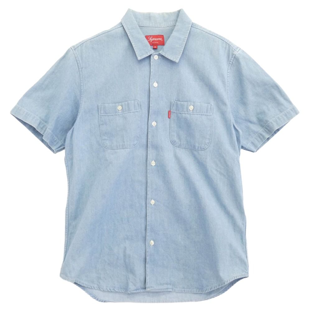 Supreme シュプリーム 15 SS Classic Logo Denim Shirt クラシック ロゴ デニム 半袖 シャツ インディゴブルー系 M