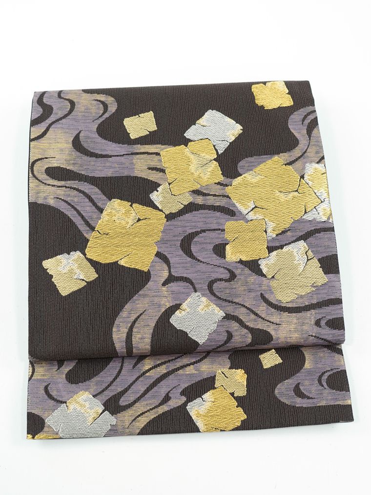 リサイクル 袋帯 ♥品 金銀糸 流水 破れ色紙 六通柄 正絹 _ 西陣 セミフォーマル お呼ばれ カジュアル おしゃれ着 洒落着 パーティ お茶会 お稽古 練習 仕立て上がり fo 5325 sf