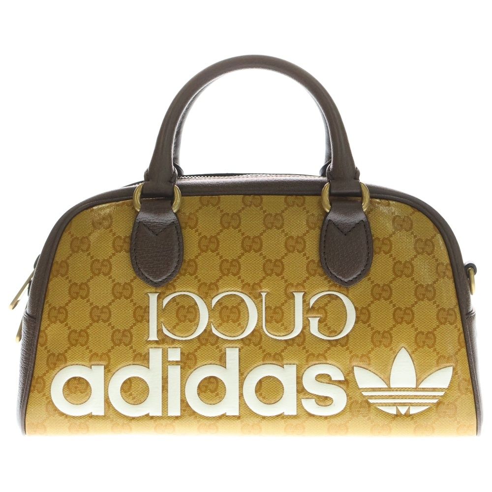 GUCCI グッチ adidas アディダス GGクリスタル PVCコーティングキャンバス 2 WAY ミニダッフルバッグ ハンドバッグ ボストンバッグ ショルダーバッグ ブラウン 702397