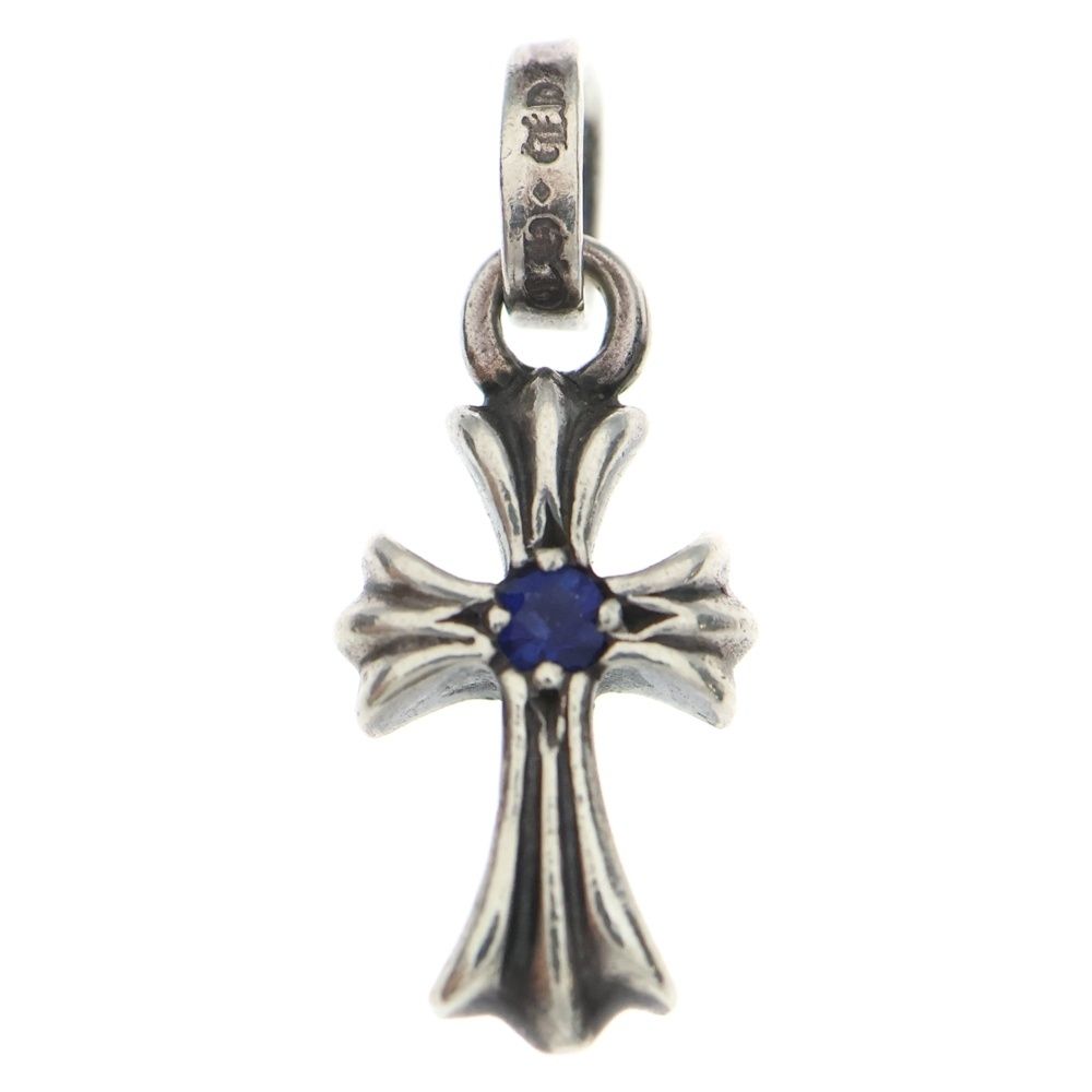 CHROME HEARTS クロムハーツ CRS BBYFAT SAP AFTER ベイビーファットクロス アフター両面サファイア ペンダントトップ シルバー