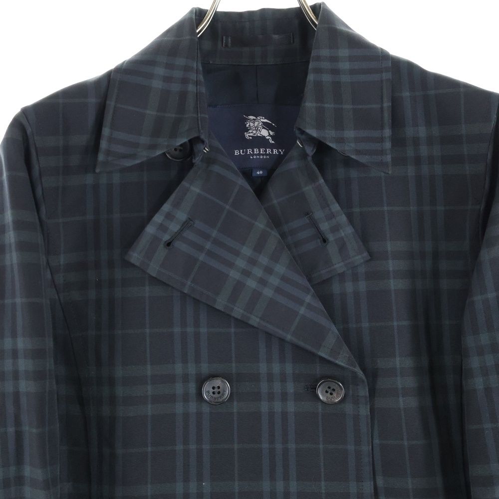 BURBERRY (バーバリー) ノバチェック コットン コート ネイビー