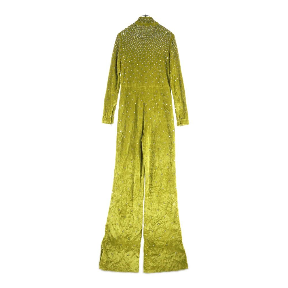 BOTTEGA VENETA ボッテガヴェネタ Eyelet Velvet Jumpsuit ラインストーン装飾 ベロアジャンプスーツ グリーン 504459 VEOC 0