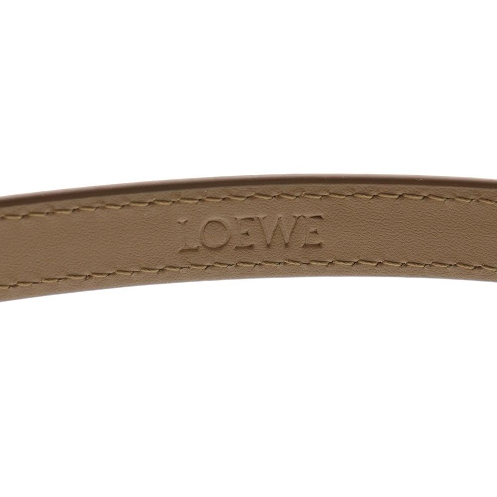 LOEWE ロエベ アナグラム ベルト ブラウン ゴールド金具 レザー モックネック ベルト 