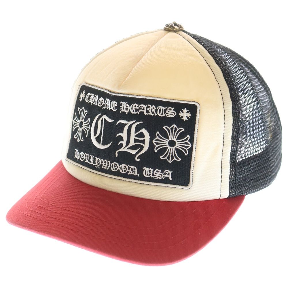 CHROME HEARTS クロムハーツ TRUCKER CAP CHパッチ クロスボール付きメッシュトラッカーキャップ 帽子 ホワイト レッド