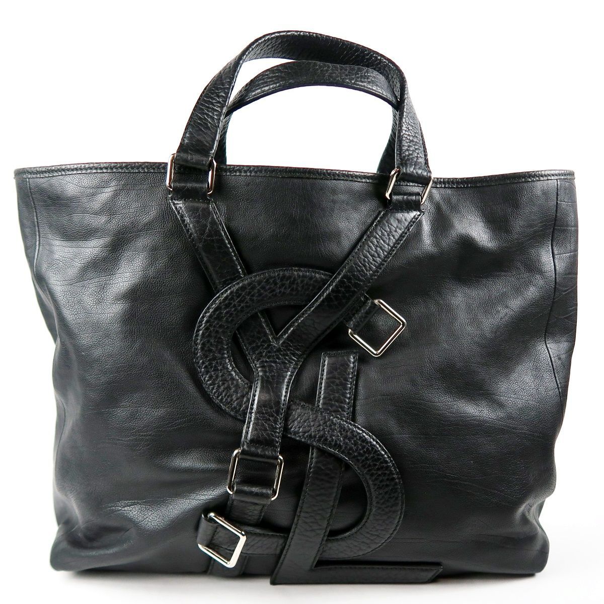 超 YVES SAINT LAURENT YSL イヴサンローラン カサンドラ イタリア製 レザー トートバッグ TX 21