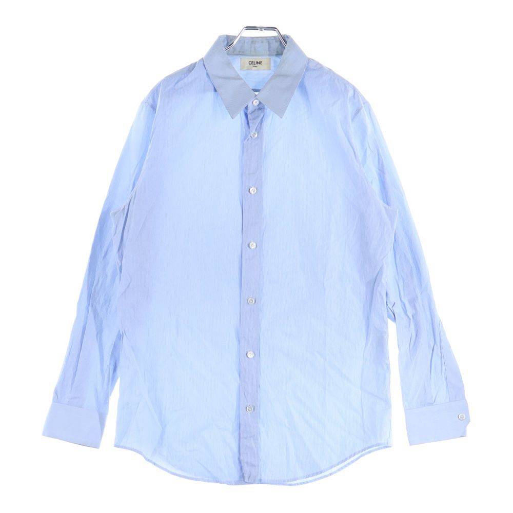 CELINE セリーヌ コットン ストライプ 長袖シャツ ブルー