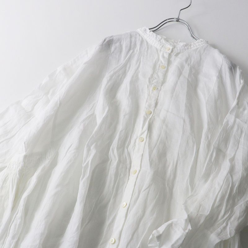  ネストローブ nest Robe ラミースタンドフリルドルマンワンピース F オフホワイト ギャザー シャツ 前開き その他 その他