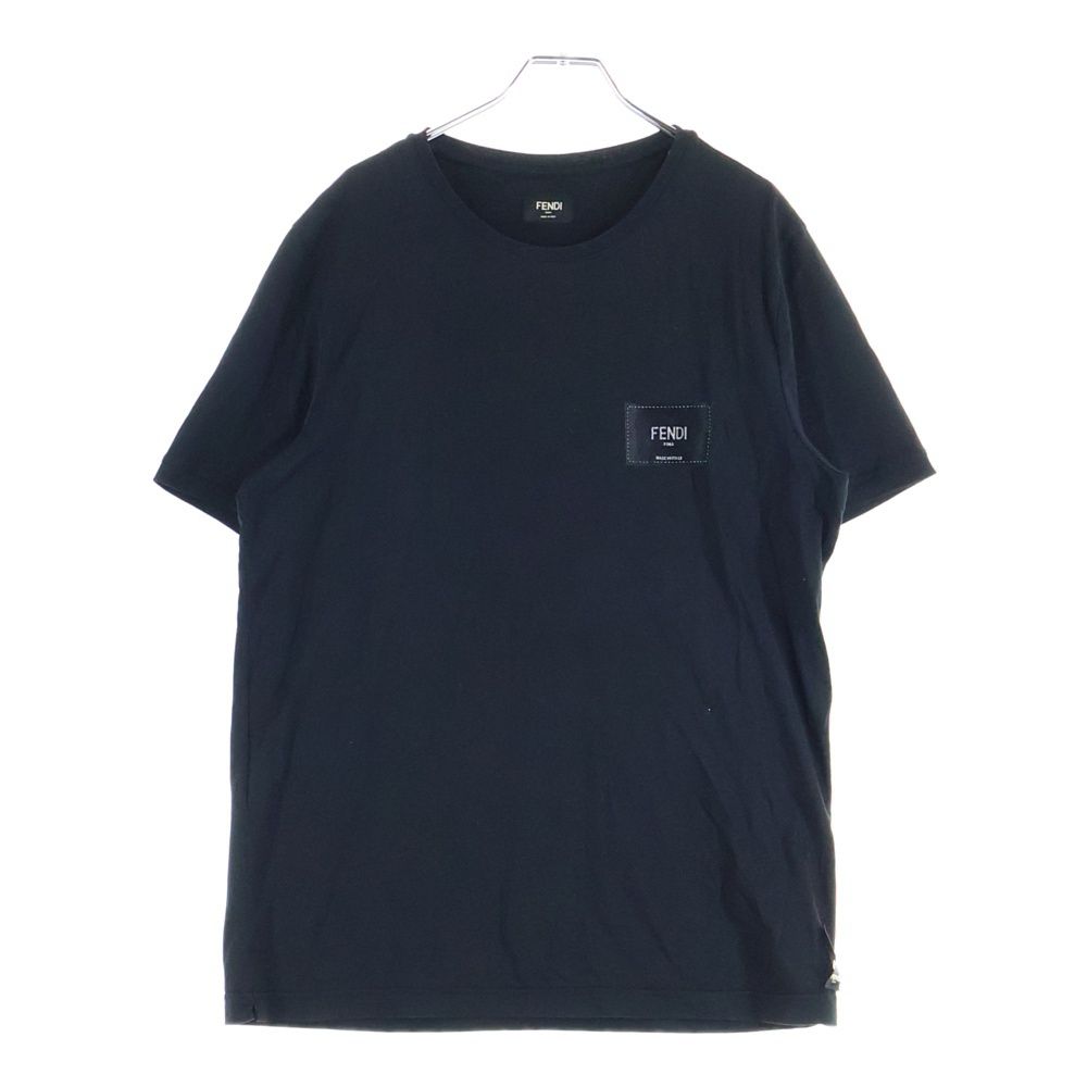 FENDI フェンディ 22 SS Logo Patch Tee FY 0894 A 9 RL フロントロゴパッチクルーネック半袖Tシャツカットソー ブラック
