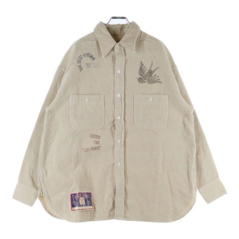 PAY DAY ペイデイ ハンドグラフィック コーデュロイ ワークシャツ 長袖シャツ アイボリー NQ 912