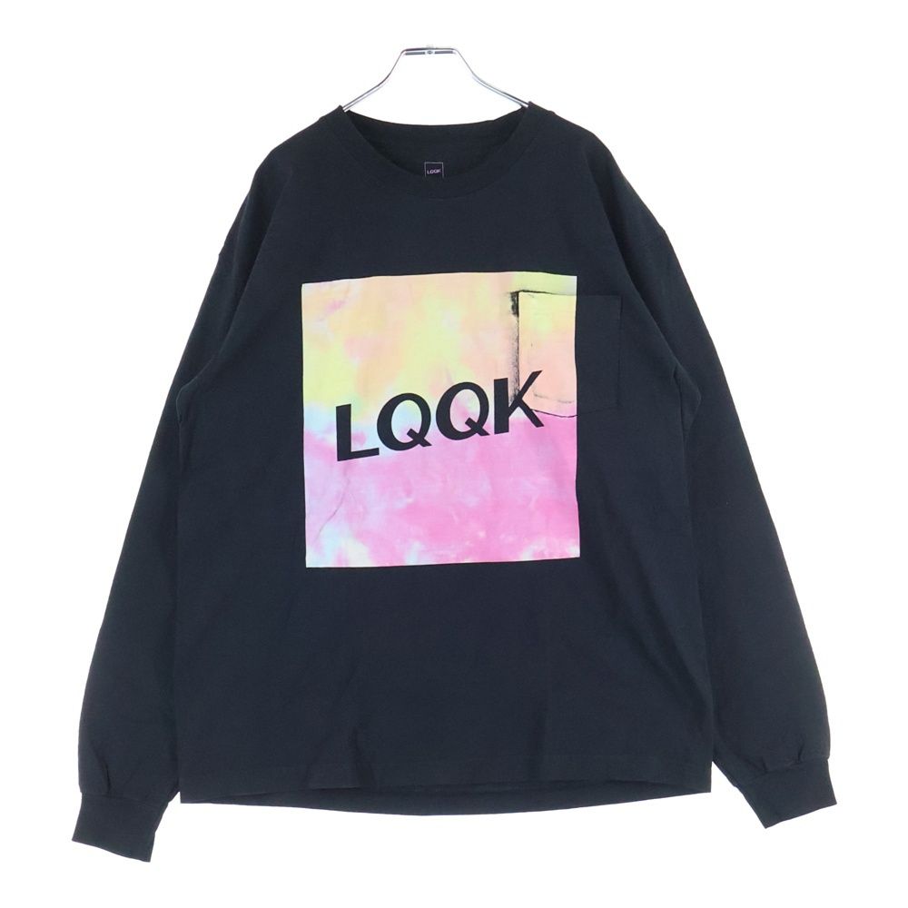 LQQK STUDIO ルックスタジオ LONG SLEEVE TEE タイダイ ロゴプリント ロングスリーブ クルーネック 長袖Tシャツ カットソー ブラック