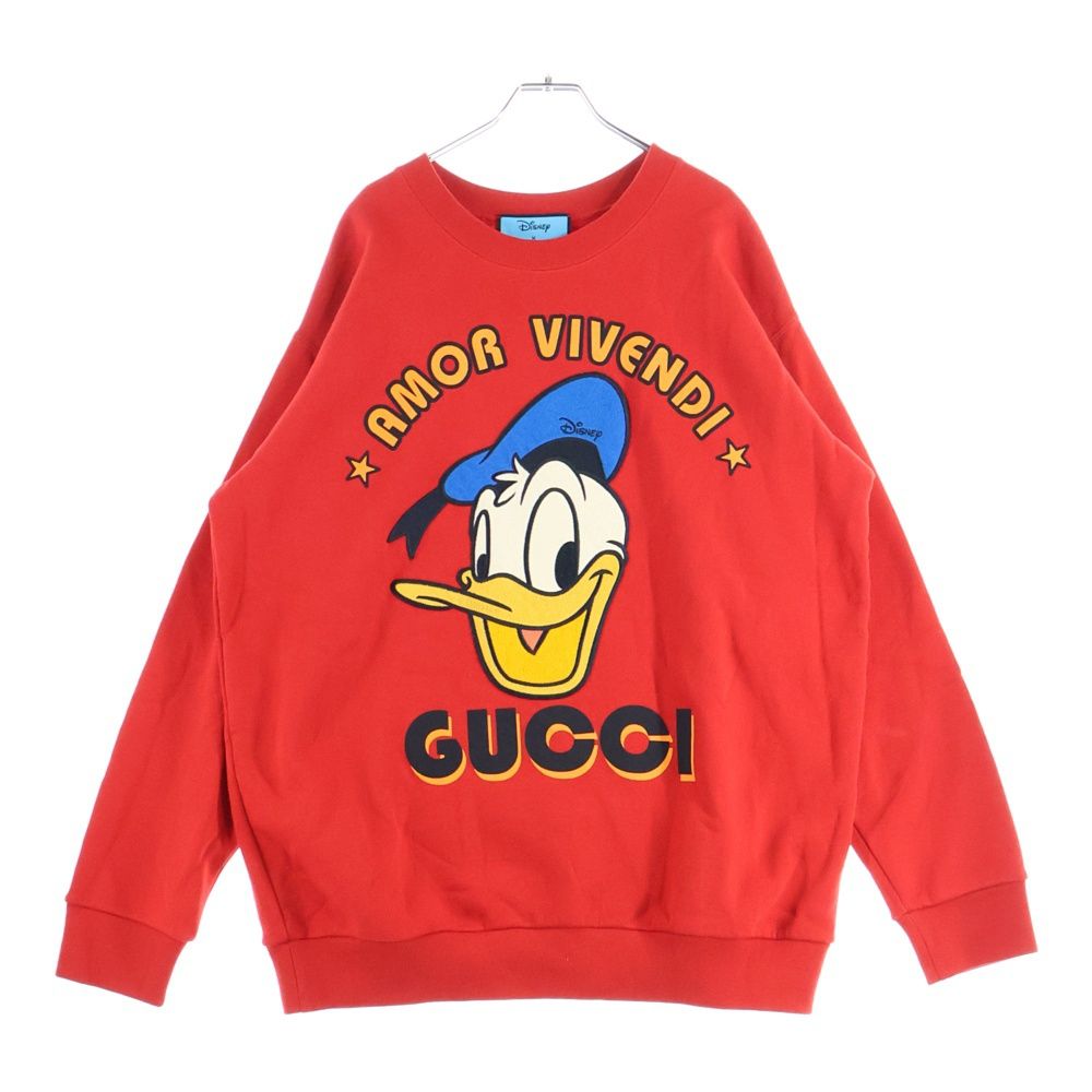 GUCCI グッチ Disney Donald Duck ディズニー ドナルドダック 刺繍クルーネックスウェットトレーナー レッド 617964 XJDC 1