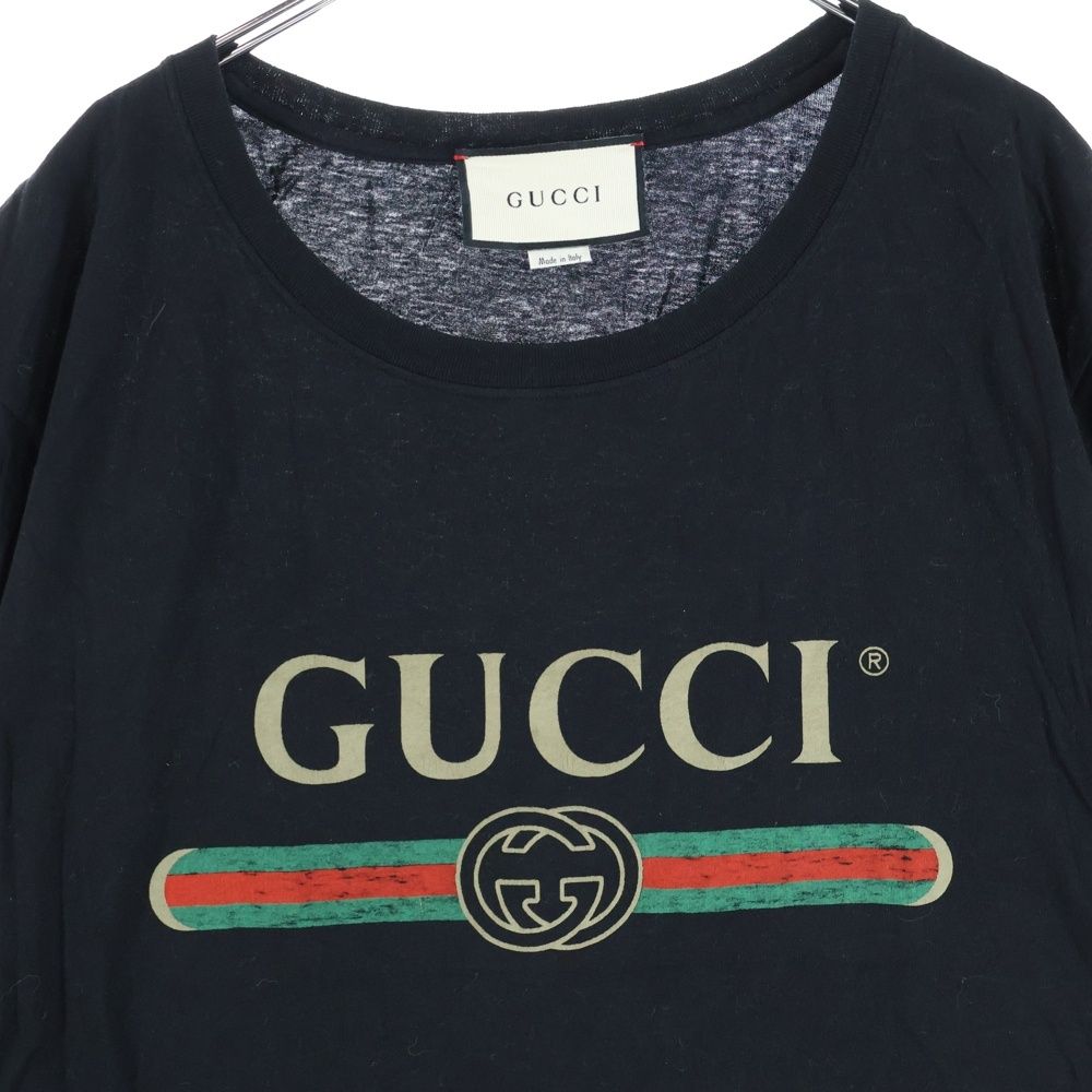 GUCCI グッチ Washed T-Shirt ウォッシュド加工 オーバーサイズ半袖Tシャツ ブラック 440103 X3F05 GUCCI (グッチ) Washed T-Shirt ウォッシュド加工 オーバーサイズ半袖T