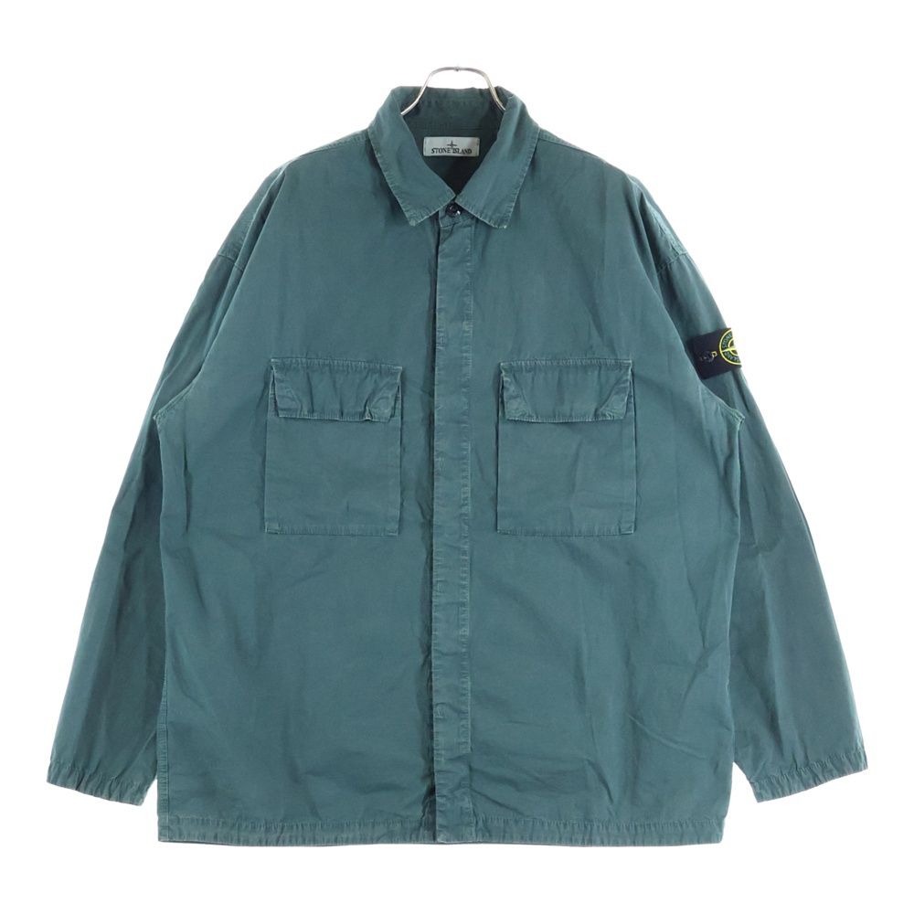 STONE ISLAND ストーンアイランド Overshirt ロゴワッペン ウォッシュド加工 長袖シャツ グリーン