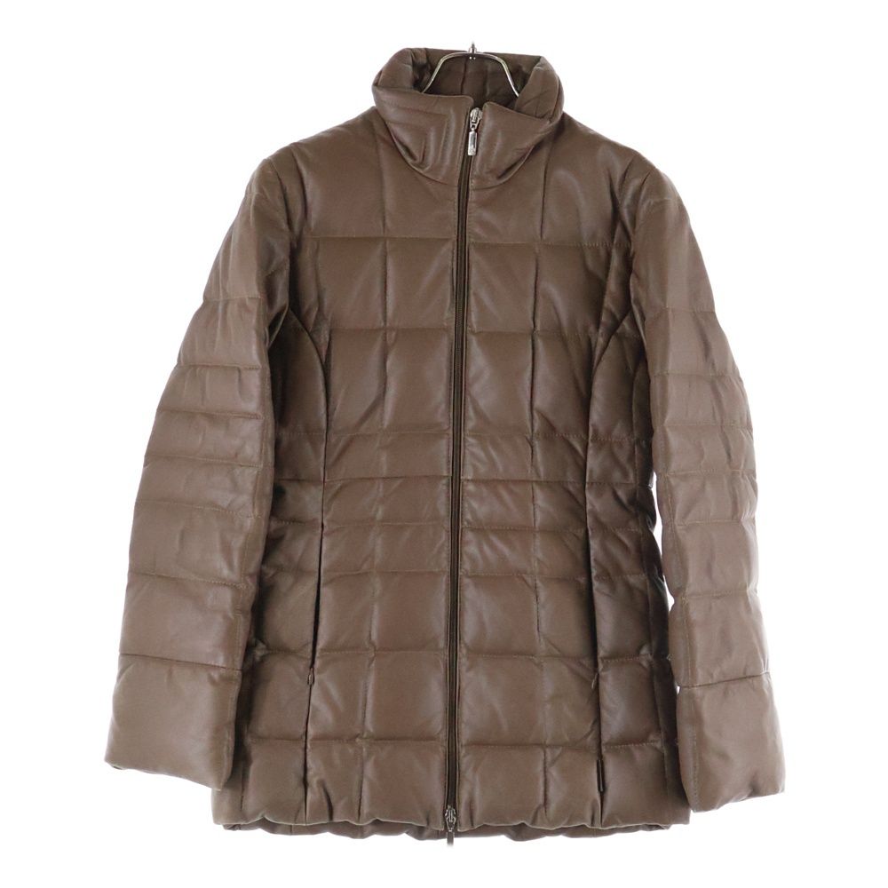 MONCLER モンクレール キルティングデザイン ダブルポケット ジップアップ レザー 中綿ジャケット ブラウン 46300 00 69010