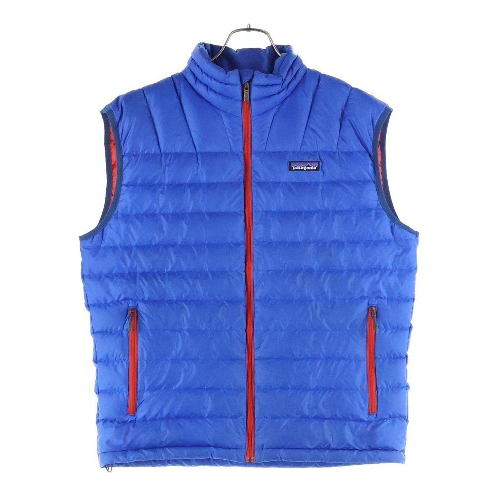 パタゴニア 21 AW DOWN SWEATER VEST 胸ロゴデザイン ダブルポケット ジップアアップ ダウンベスト ブルー 84621 F 0
