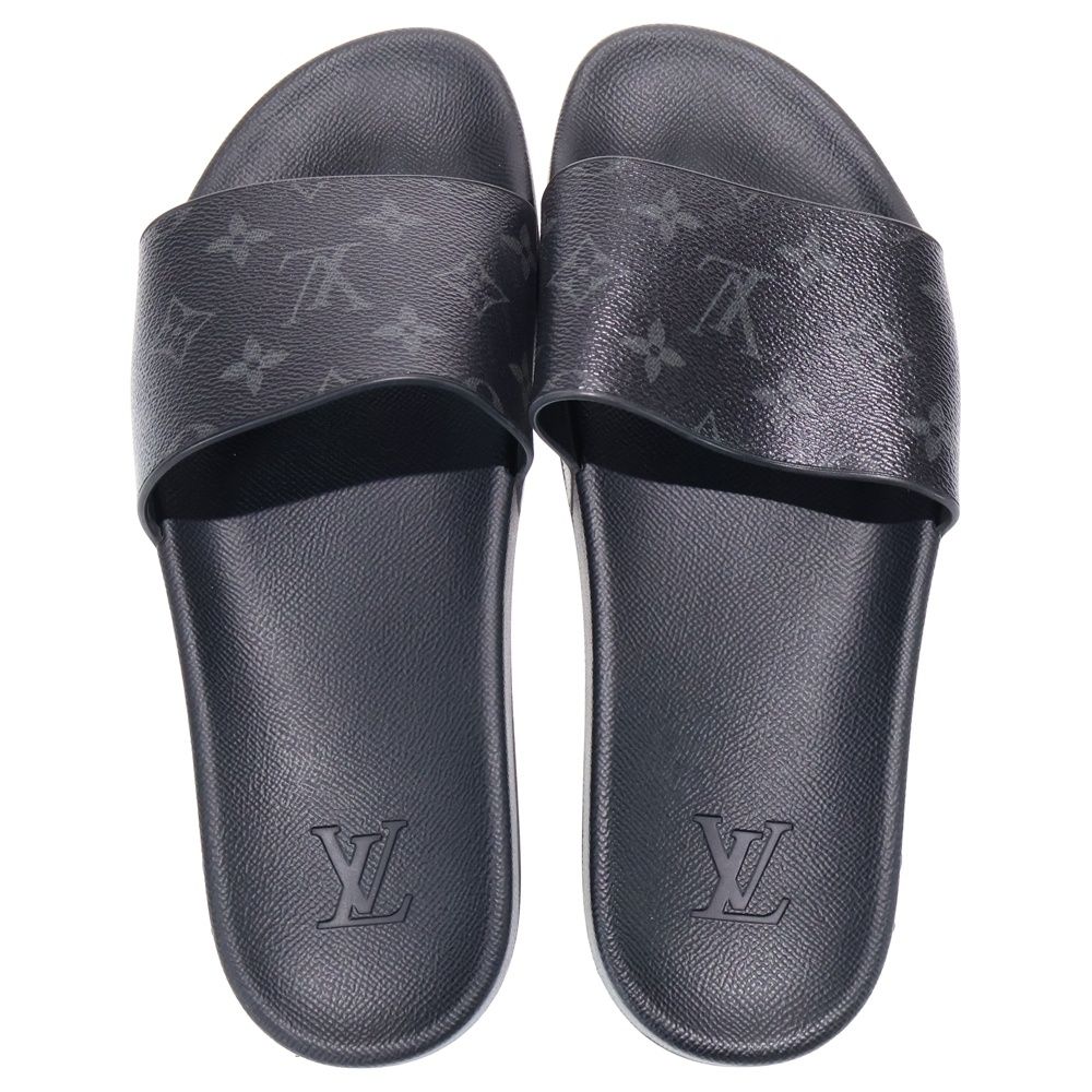  LOUIS VUITTON ルイヴィトン モノグラム ウォーターフロント ラインミュール サンダル ブラック サンダル 靴
