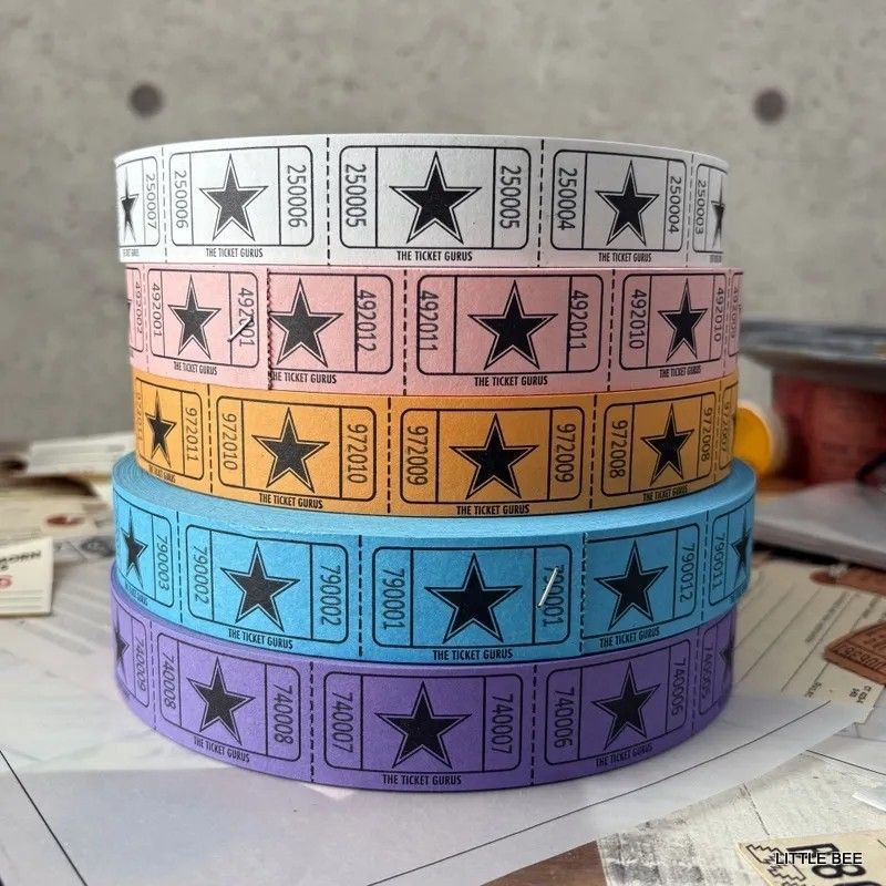 652・A-1431 アメリカ スター☆チケット 5色セット 150枚 雑記帳