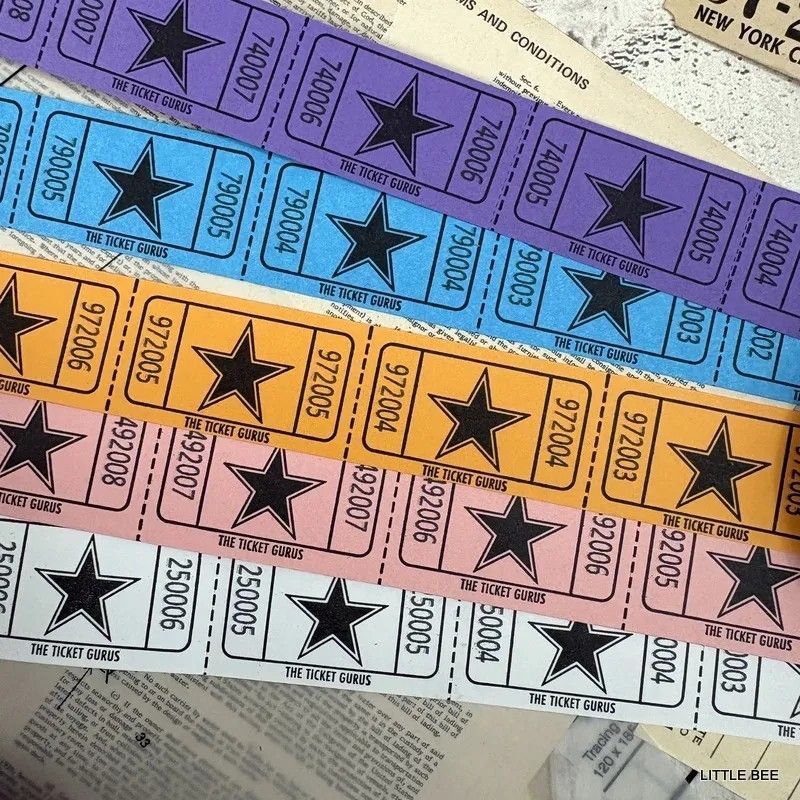 652・A-1431 アメリカ スター☆チケット 5色セット 150枚 雑記帳