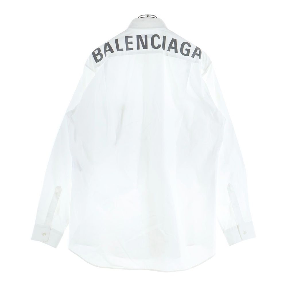 バレンシアガ 18 SS Back Logo Print Shirt バックロゴプリント コットン ボタンダウン 長袖シャツ ホワイト 556878 TEM 01