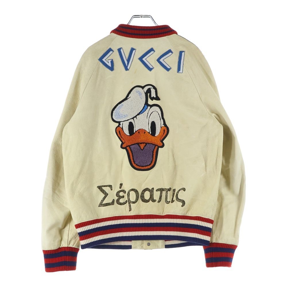 GUCCI グッチ ×DISNEY ドナルド レザースタジャン ジャケット 462143 ベージュ