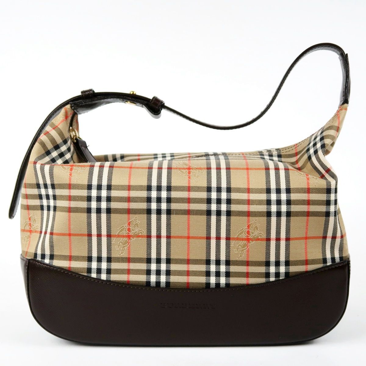 超 バーバリー チェック ワンショルダーバッグ キャンバス×レザー ブランド鞄 TW 1