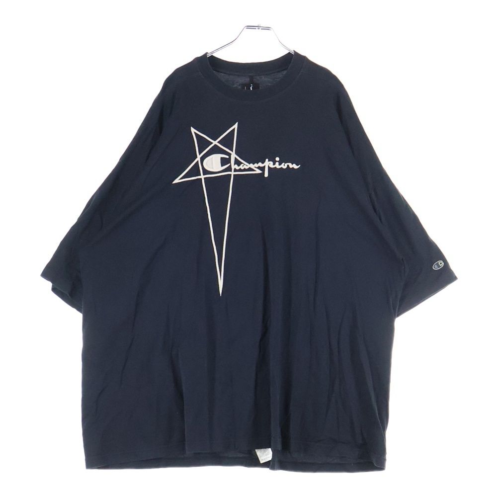 Rick Owens リックオウエンス 22 SS Chanpion TOMMY TEE チャンピオン トミー フロント刺繍半袖Tシャツ カットソー ブラック CHJEG
