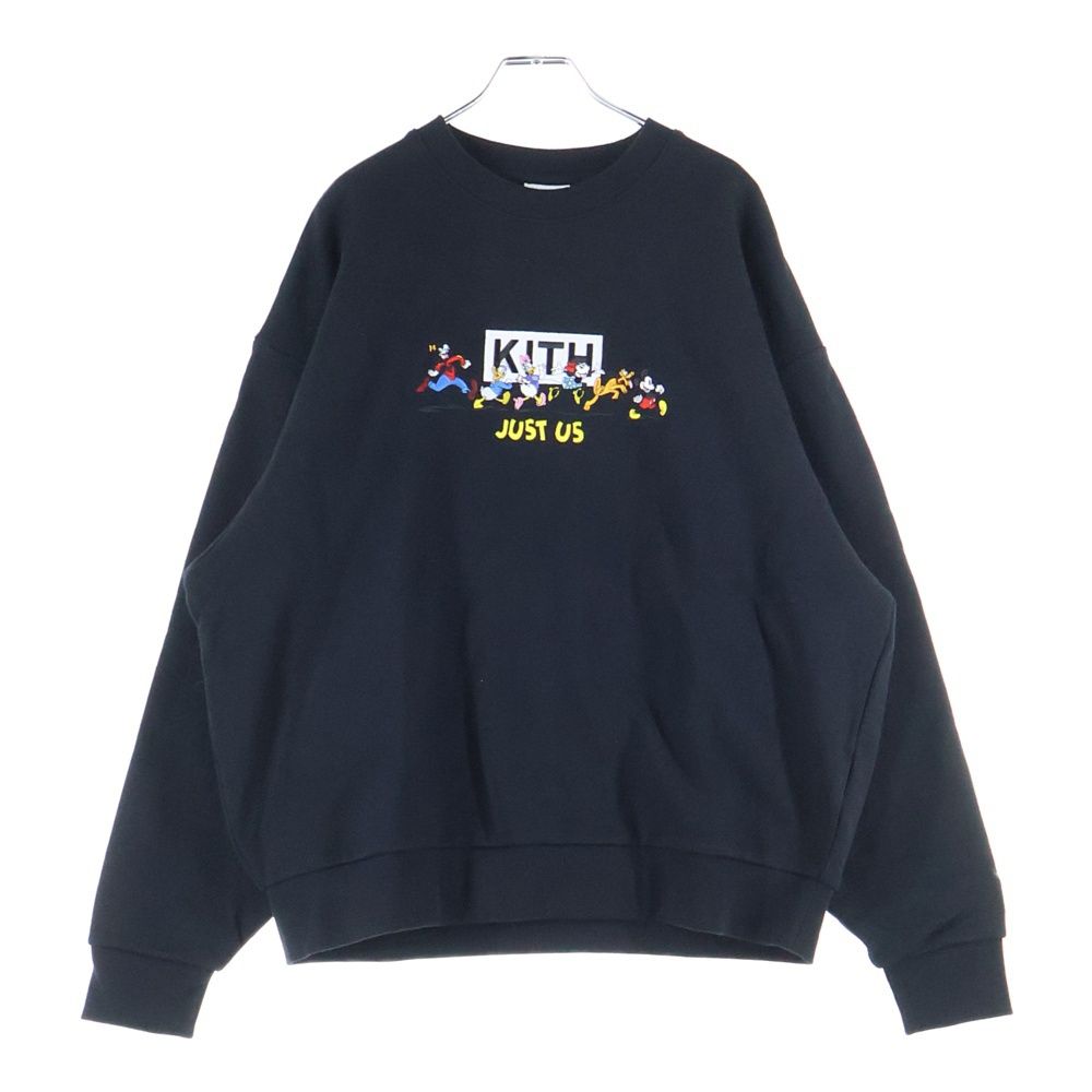 KITH キス Disney Family Classic Logo Crew Neck ディズニーファミリー ロゴ刺繍クルーネックスウェットトレーナー ブラック 23 070 060 0044 4 0