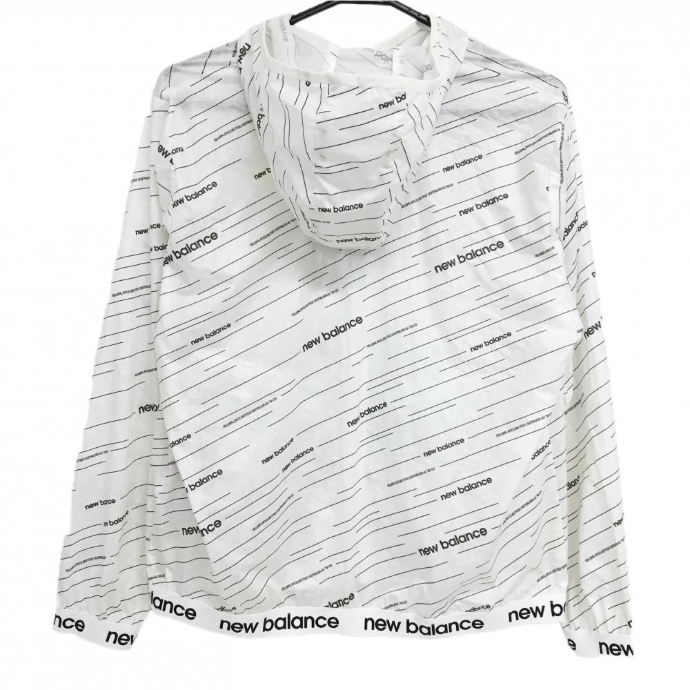 美品】ニューバランスゴルフ ジップパーカー 白×黒 ロゴ総柄 斜め