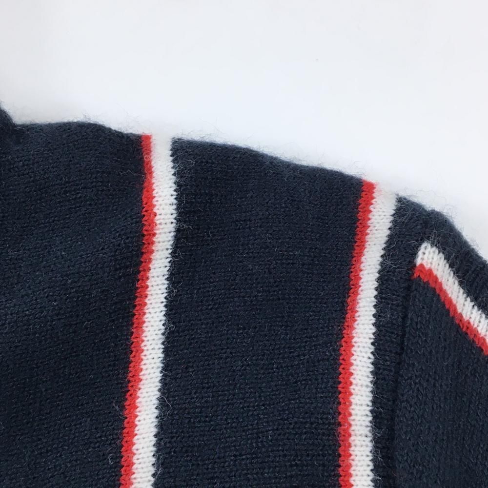 美品】ジャックバニー タートルネックセーター ネイビー×レッド×白
