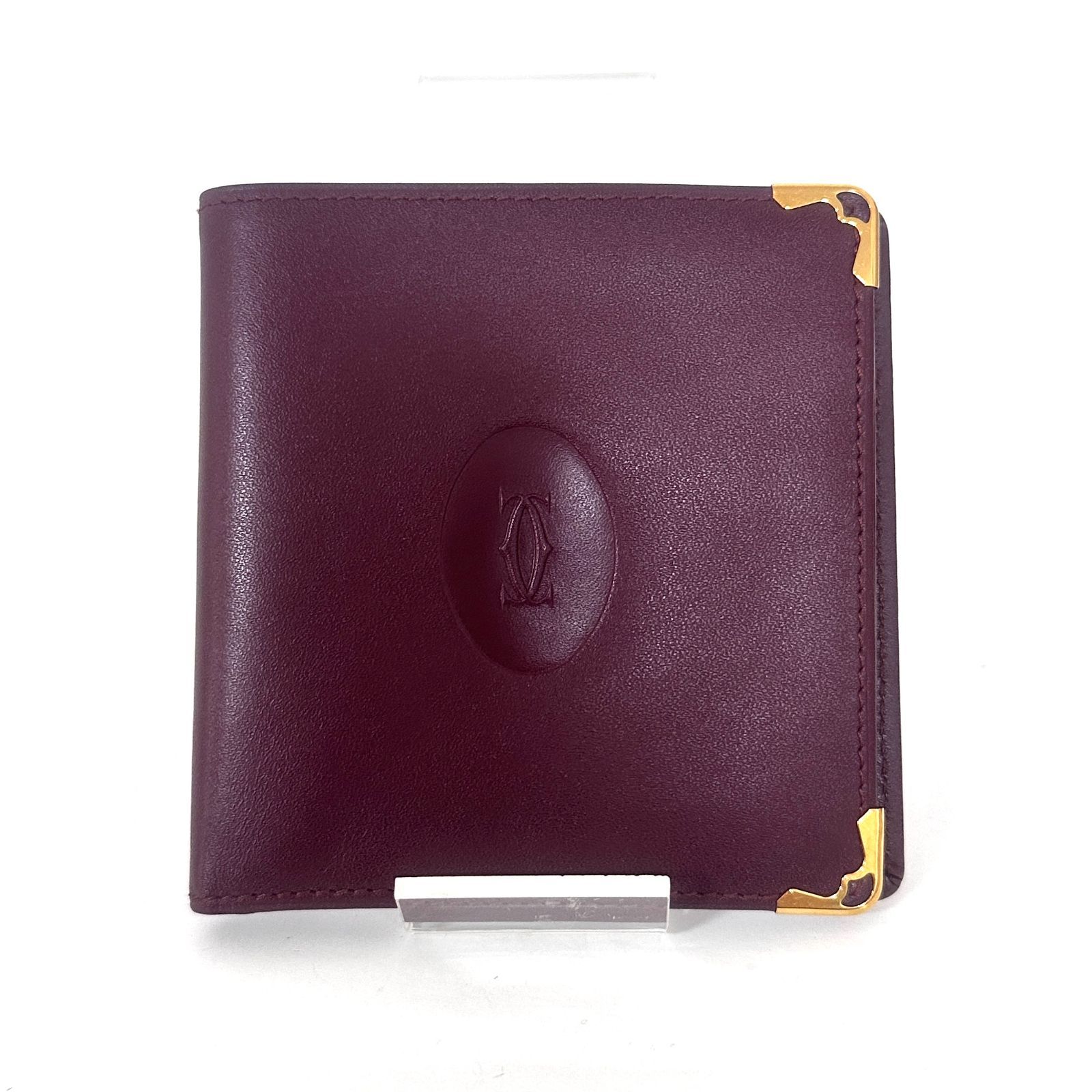 SD 3526 Cartier カルティエ マストライン ボルドー レザー 二つ折り財布 コンパクトウォレット