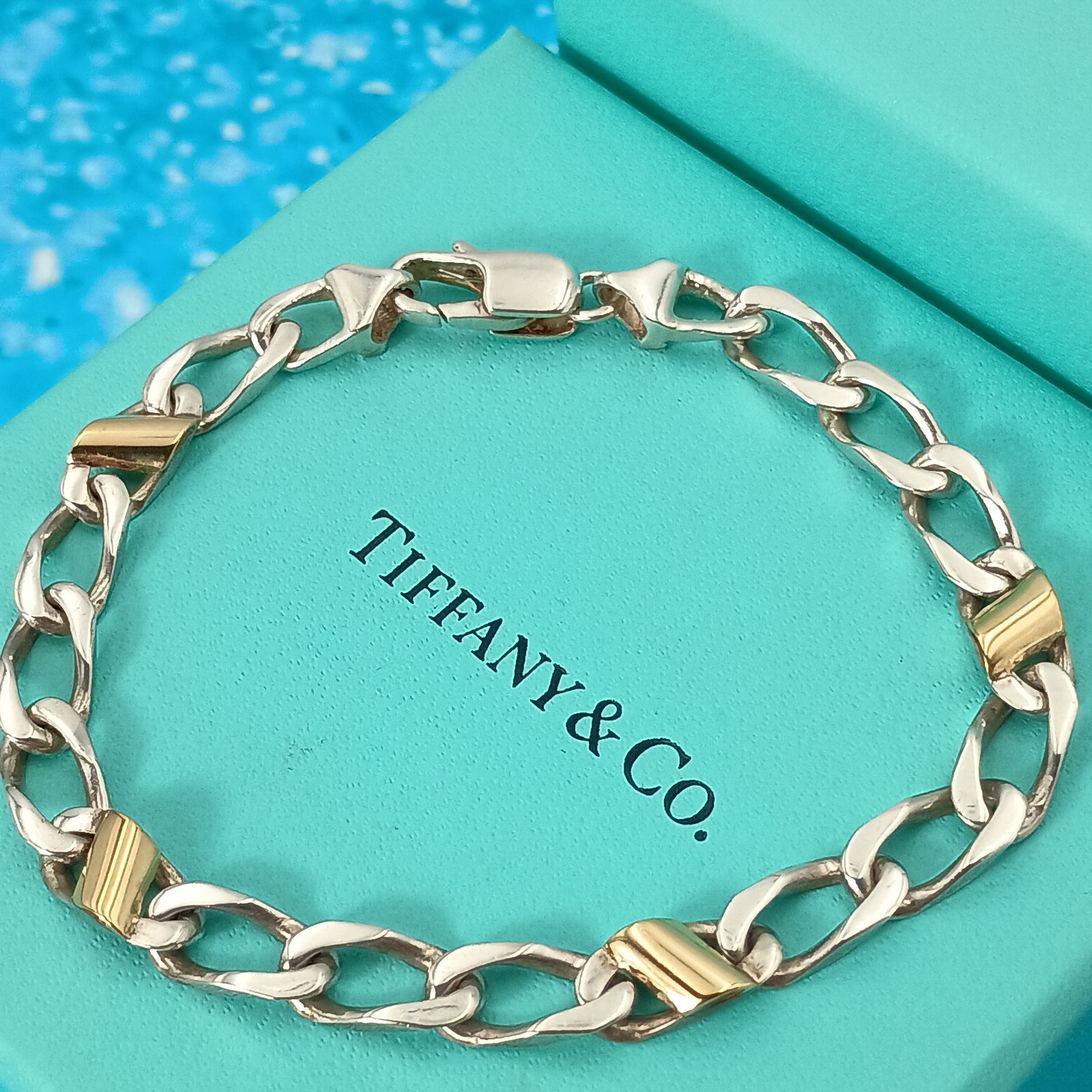 TIFFANY Co ティファニー フィガロチェーン 喜平 ブレスレット メンズ レディース シルバー925 ゴールド オールドティファニー