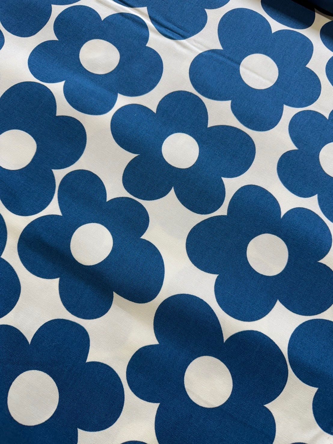 北欧風 ブルーフラワー柄 オックス生地 1.5mカットクロス FL-00066