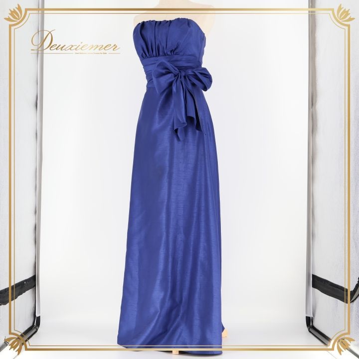 パーティドレス AIMER エメ ワンピース ドレス 日本製 ネイビー ブルー 青 無地 演奏会 パーティ 発表会 フォーマル ロングドレス リボン ブルー系 ネイビー系 演奏会用 レディース 結婚式 ドレスドレス シンプルエレガンス