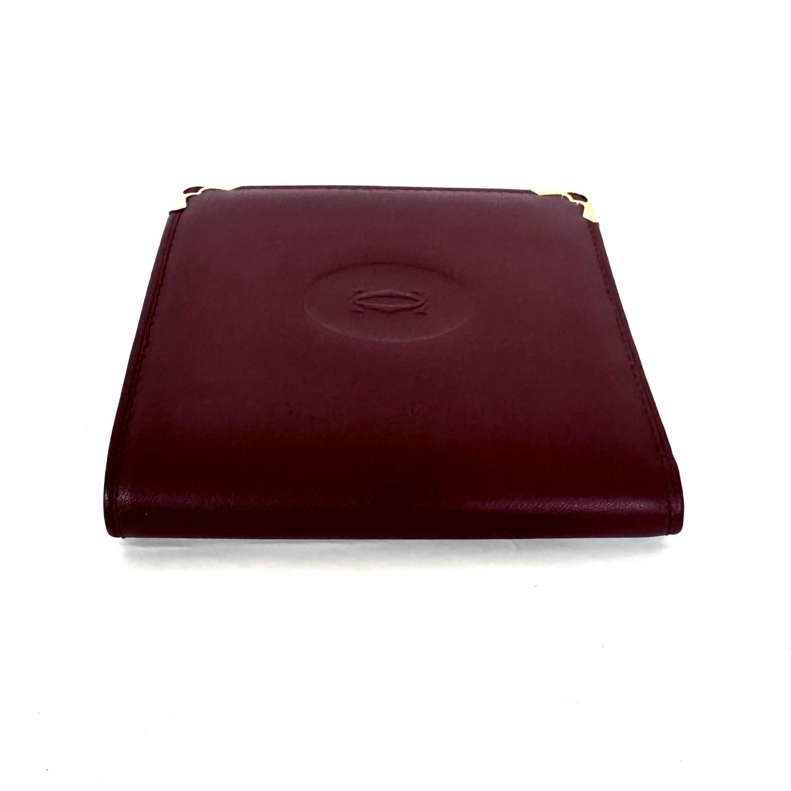  SD 3198 Cartier カルティエ マストライン ボルドー レザー 二つ折り財布 コンパクトウォレット 二つ折り財布 折り財布