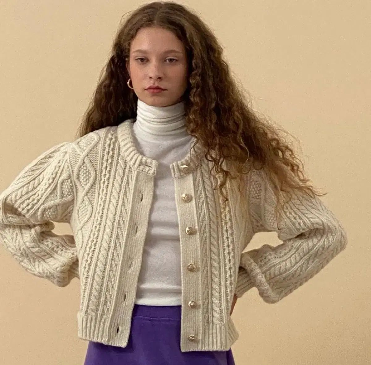 더름 アイボリー ロミ カーディガン