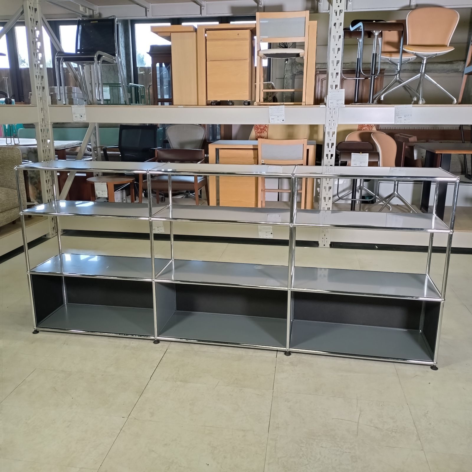 USM Haller ハラ― システム キャビネット 3段3列 オフィス リビング収納 カスタム 棚 デザイン 家具 インテリア 配送不可