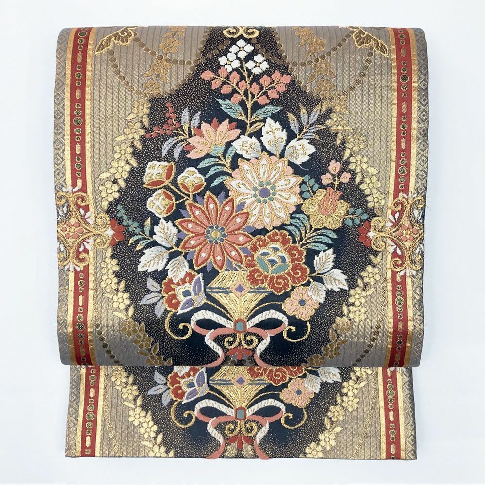 たんす屋 リユース帯 帯 袋帯 金 フォーマル セミフォーマル 六通 花 オリエンタル模様