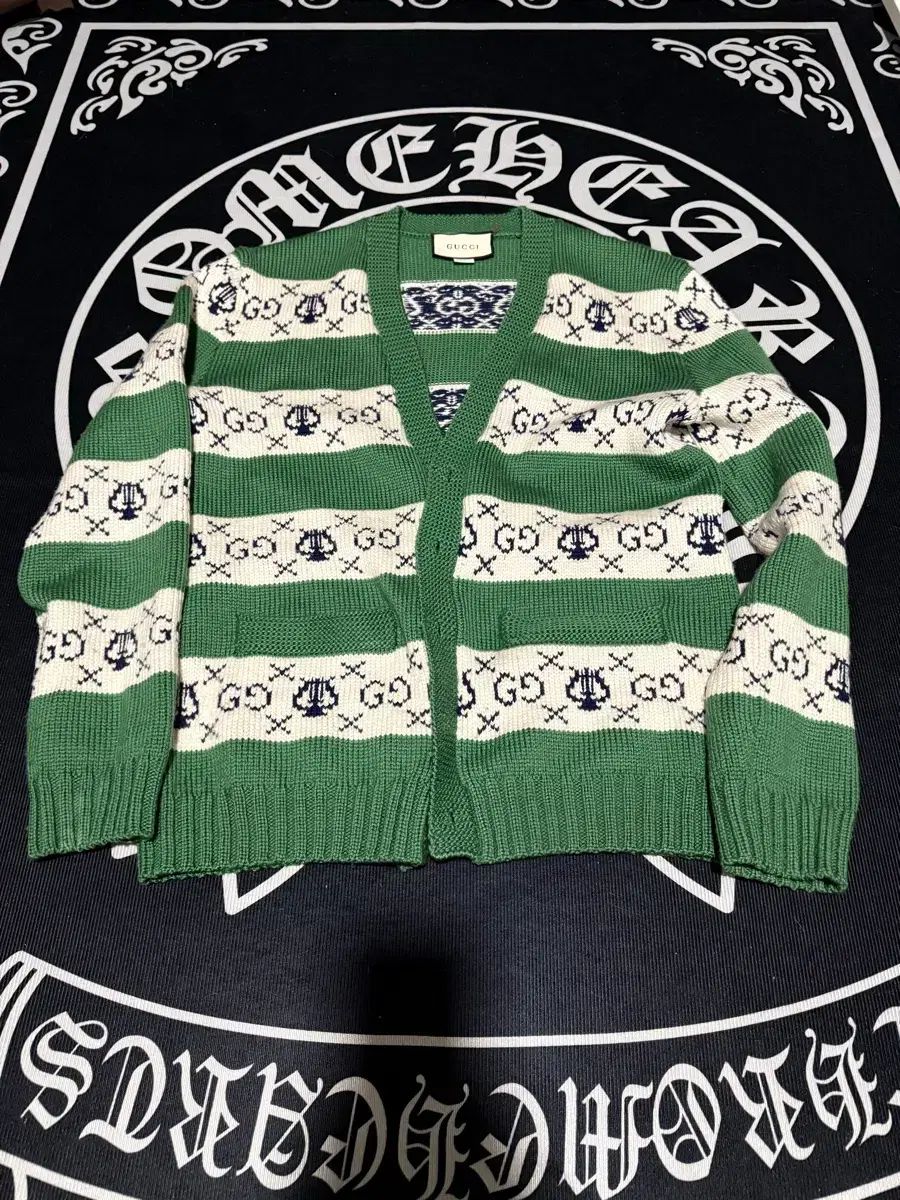 グッチ GG ストライプ グリーン カーディガン 105