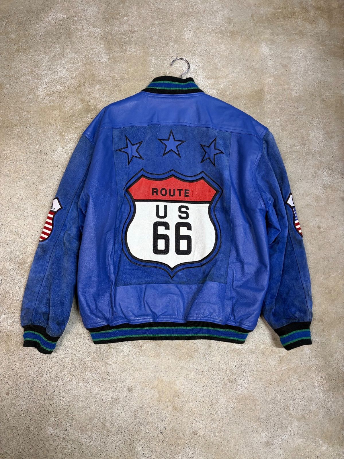 80's Route 66 スタッズレザージャケット　ライダースジャケット 80's-90's ROUTE66 ポークレザースタジアムジャケット - メルカリ