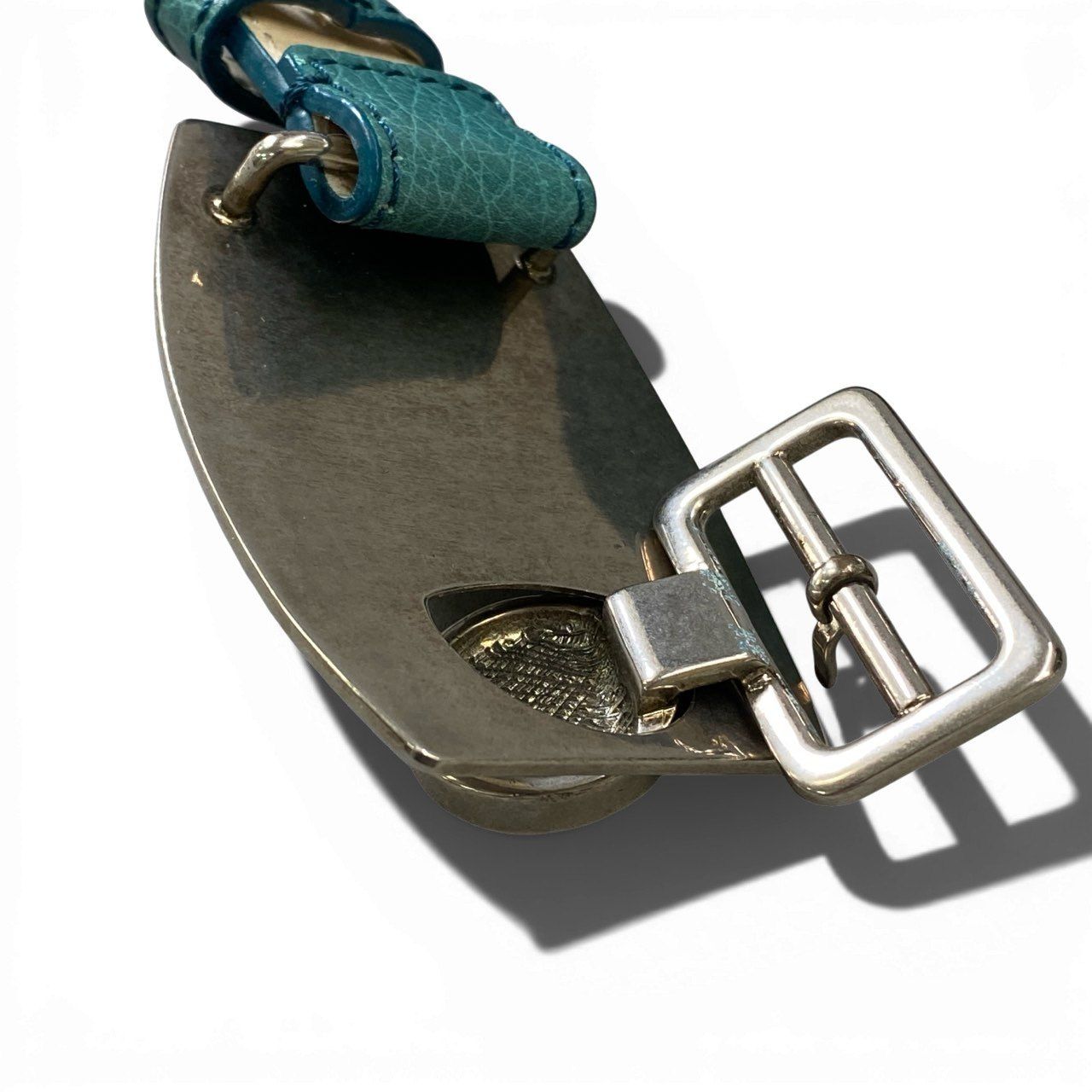 a6 CELINE セリーヌ ベルト 馬車 ロゴバックル イタリア製 M グリーン