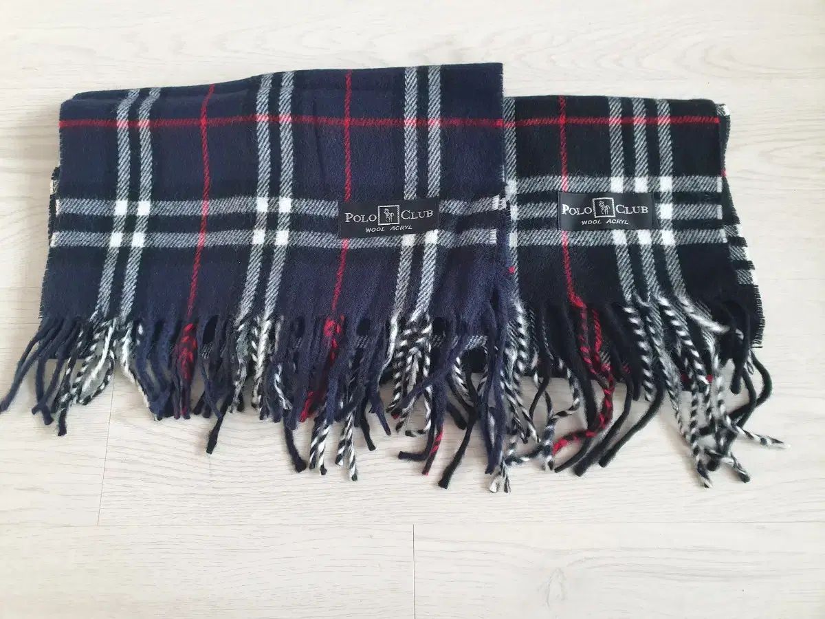 ポロクラブ CHECK マフラー 2点 まとめ ブラック ネイビー ウール アクリル