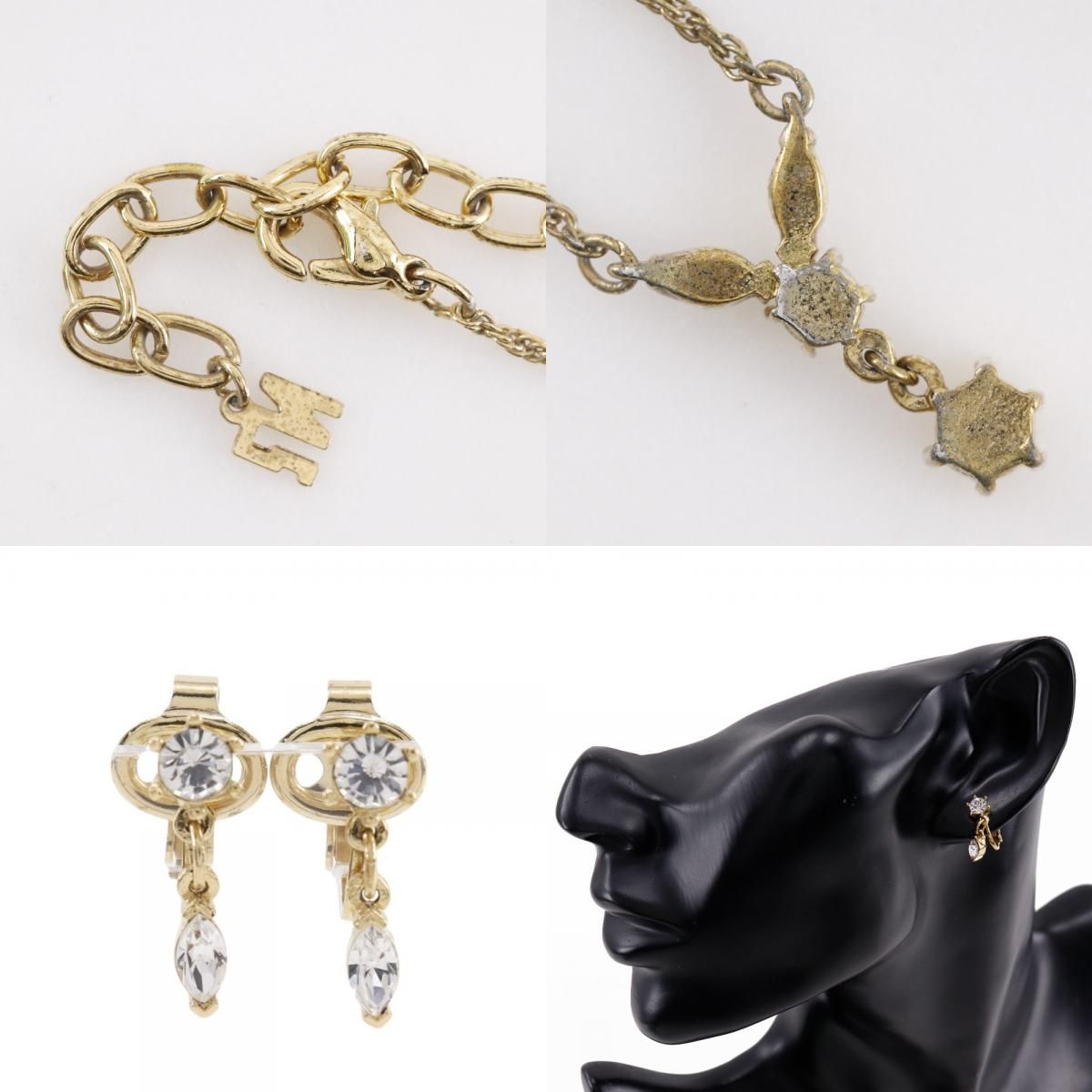 NINA RICCI】ニナリッチ イヤリングセット 金メッキ×ラインストーン