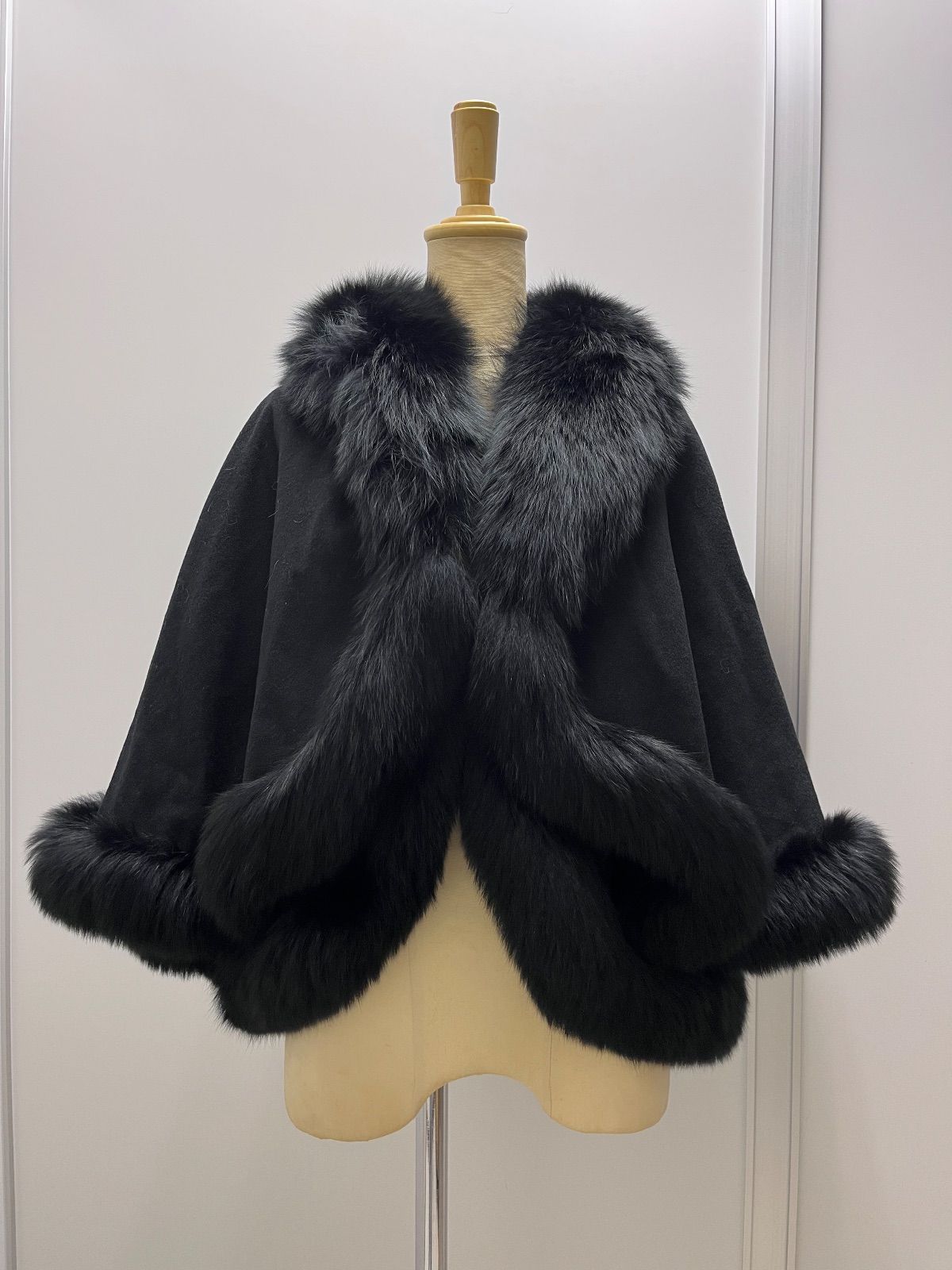 フォックスファーポンチョ ケープ カシミヤ