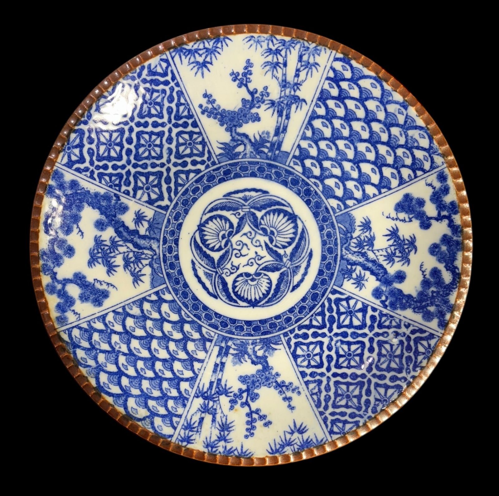 骨董　アンティーク　古伊万里　染付　若松文様　膾皿　なます皿　小皿　丸皿 骨董 アンティーク 古伊万里 染付 若松文様 膾皿 なます皿 小皿 丸皿