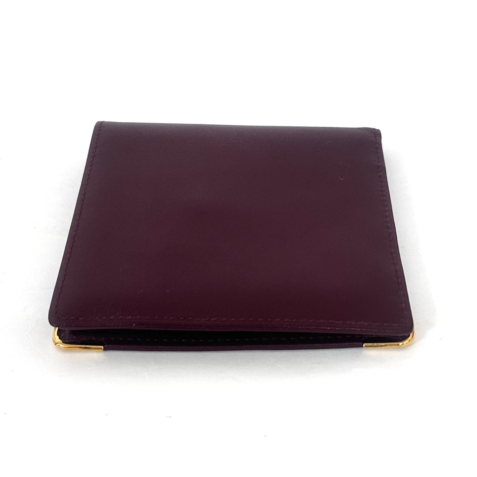  SD 4781 Cartier カルティエ マストライン ボルドー レザー 二つ折り財布 コンパクトウォレット 二つ折り財布 折り財布