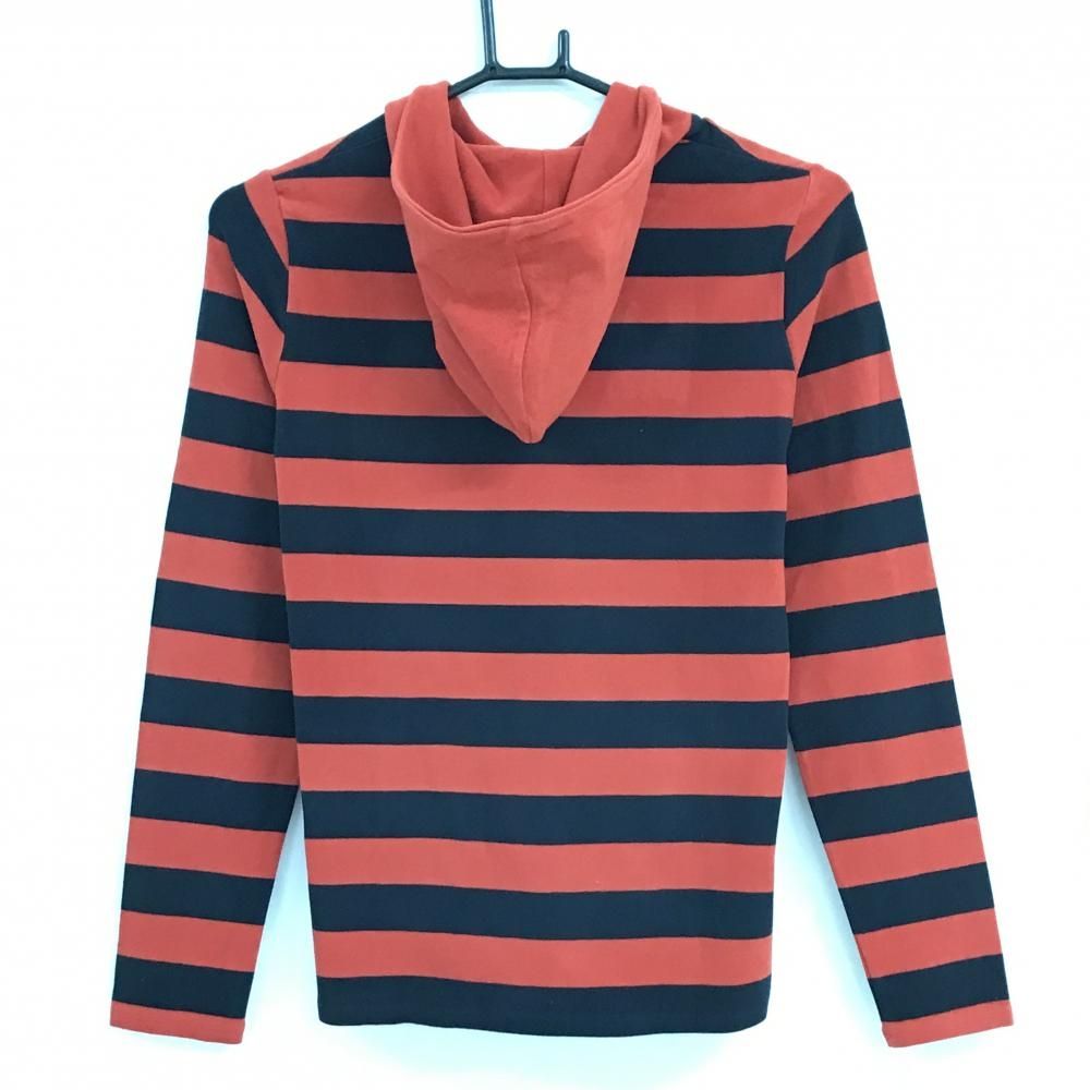 アルチビオ フード付長袖シャツ レッド系 ダークネイビー ボーダー 微起毛 フロントロゴ レディース 40 L ゴルフウェア archivio