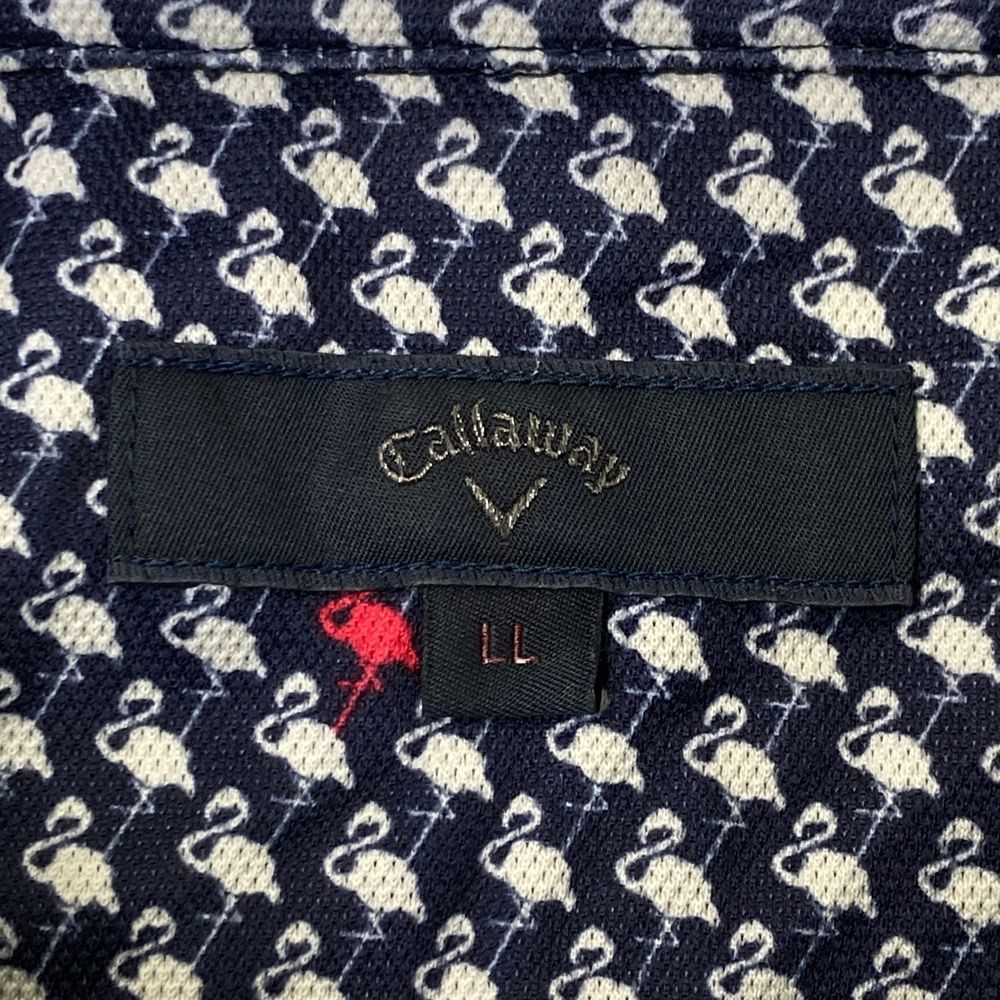 サイズ：LL CALLAWAY キャロウェイ 半袖ポロシャツ フラミンゴ柄