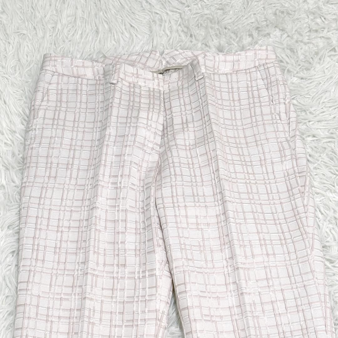 INCOTEX クロップド パンツ 40 ピンク 立体チェック